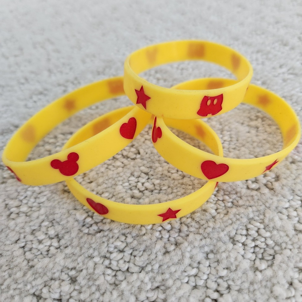 Disney Mickey Mouse Yellow Silicone Wristband bracelets Set of‎ 4